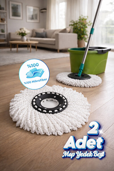 grimorlife 2 Adet Döner Başlıklı Mop Uyumlu Yedek Mop Bezi – Standart Ölçü, L...