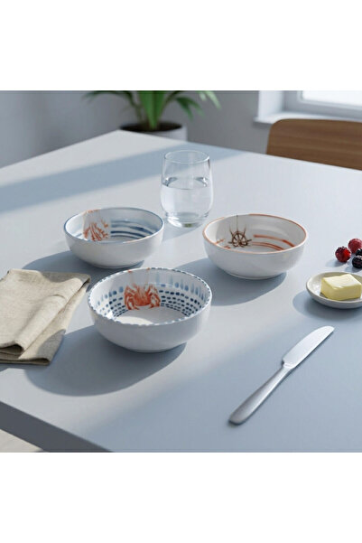 Güral Porselen Ece Mare 3 Parça 14 cm Salata & Çorba Kasesi 5534