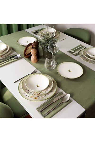 Güral Porselen Flora Green 16 Parça 4 Kişilik Yemek Takımı 4883