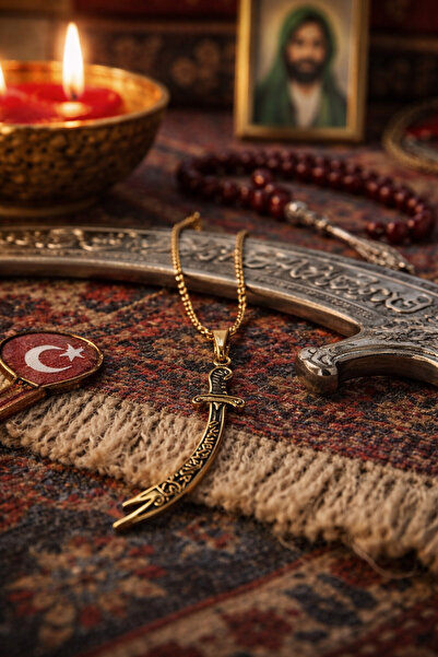 vogutima Hz Ali Zülfikar Kılıcı Kolye - Hz. Ali Altın Kaplama Çelik Zülfikar ...
