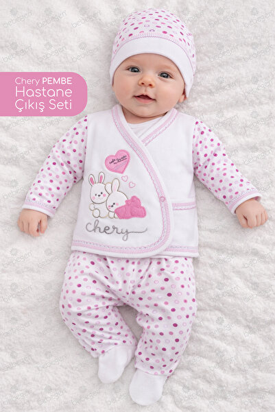 bebegen مجموعة خروج الطفلة من المستشفى من تشيري بينك مكونة من 7 قطع