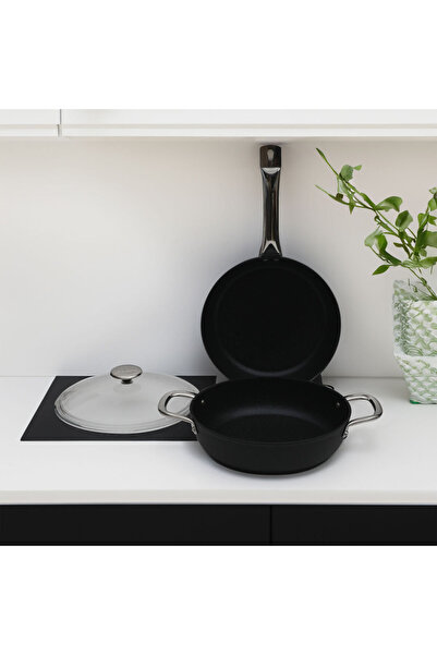 Güral Porselen Güral Antoryum 3 Parça Granit Tencere Takımı Siyah