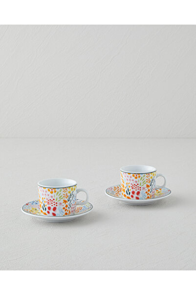 English Home فيفيان بورسلين طقم فناجين قهوة 80 مل لشخصين 4 قطع ملون