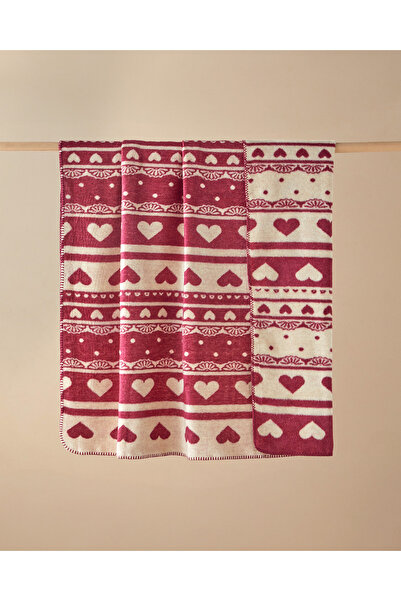 English Home romantic memories Akrilik Tv Battaniye 130x170 cm Vişne