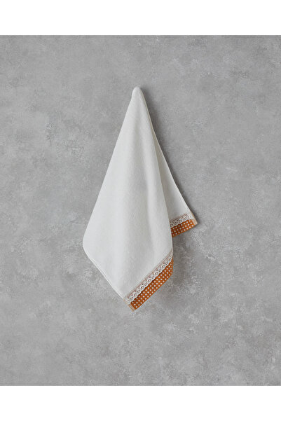 English Home Petite Checked Pamuklu Kroşeli Yüz Havlusu 50x80 cm Ekru-Sarı