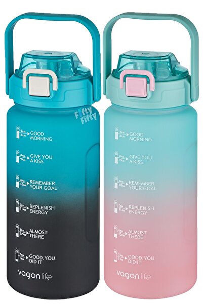 Vagonlife مجموعة زجاجات مياه اقتصادية مكونة من قطعتين - حجم كبير 1500 مل، 4 خ...