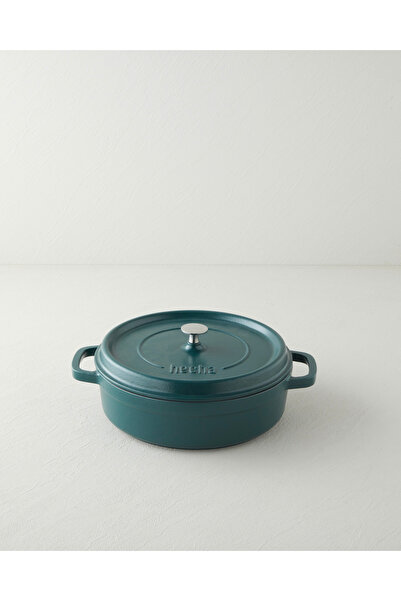 English Home Cast Iron Shallow Pot 28 cm Matte Green