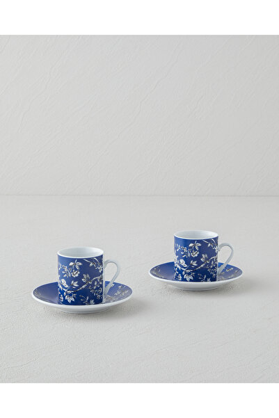 English Home Viva Porselen 4 Parça 2 Kişilik Kahve Fincan Takımı 80 ml Lacivert