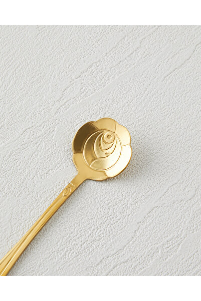 English Home Luxe Flora Paslanmaz Çelik Tatlı Kaşığı 4 Parça Gold