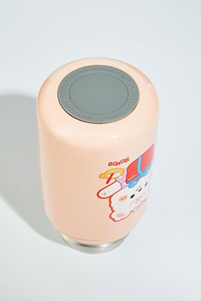 Rovco Children's Neck Strap 400 ml Stainless Steel Thermos with Straw Pink (G...