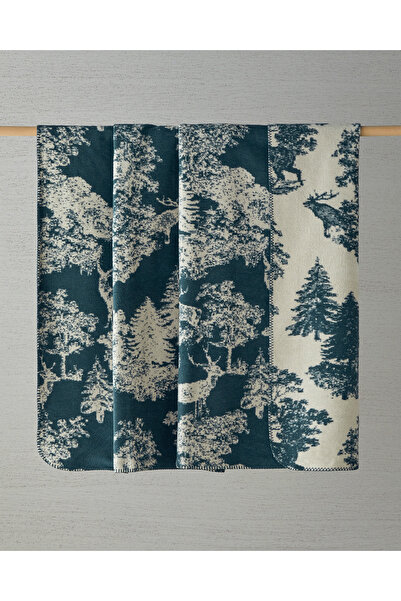 English Home Forest toile Pamuklu Tek Kişilik Battaniye 150x200 cm Yeşil