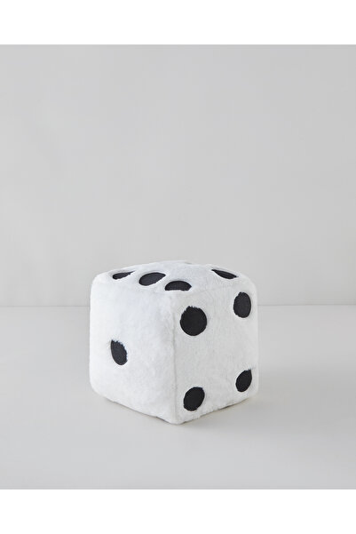 English Home Dice Dekoratif Pelüş Kırlent 20x20 cm Beyaz