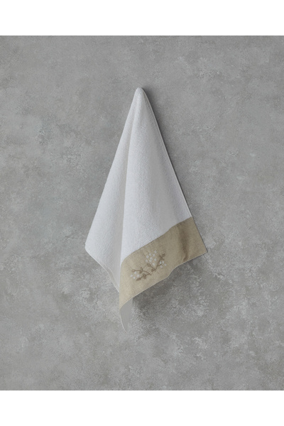 English Home Flower Bud Pamuklu Nakışlı Yüz Havlusu 50x90 cm Beyaz