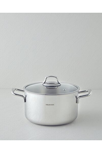English Home Glow Steel Deep Pot 24X14 cm Silver