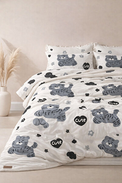 İQON Double Duvet Cover Set Cute White Setçi̇ft