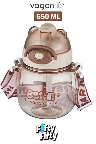 Vagonlife زجاجة مياه للأطفال بحزام رقبة 720 مل مع 5 ألوان مختلفة - مع مصاصة F...