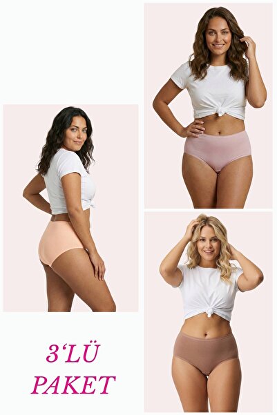 Newlilla 1018 Women's Classic Cut Cotton Plain Bato Panties 3-Pack