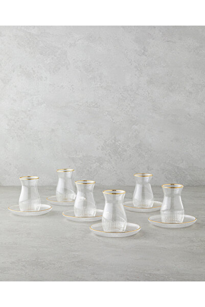 English Home Janice Cam 12 Parça 6 Kişilik Çay Seti 135 ml Gold