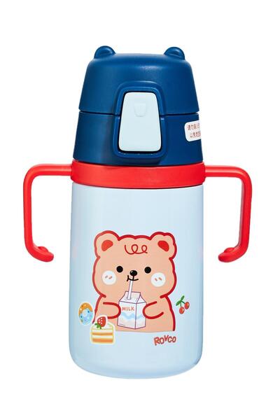 Rovco Children's Neck Strap 400 Ml Stainless Steel Thermos with Straw 2 Colors