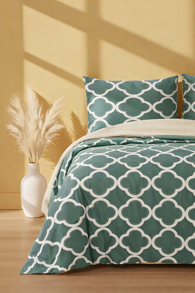 İQON Double Duvet Cover Set Honeycomb Petrol Setçi̇ft