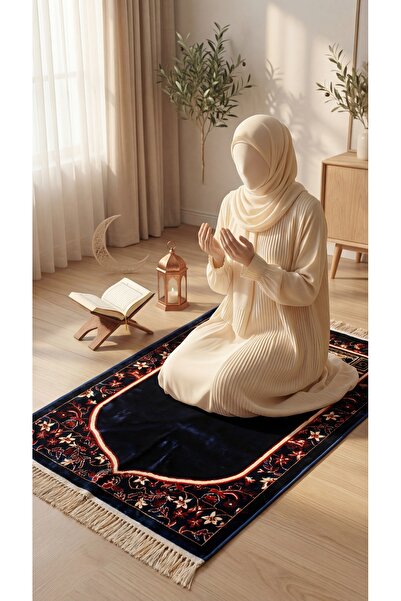 Segadty سجادة صلاة محراب كحلي 8 مم سميكة وناعمة مع جلال صلاة مريحة وعالية الجودة