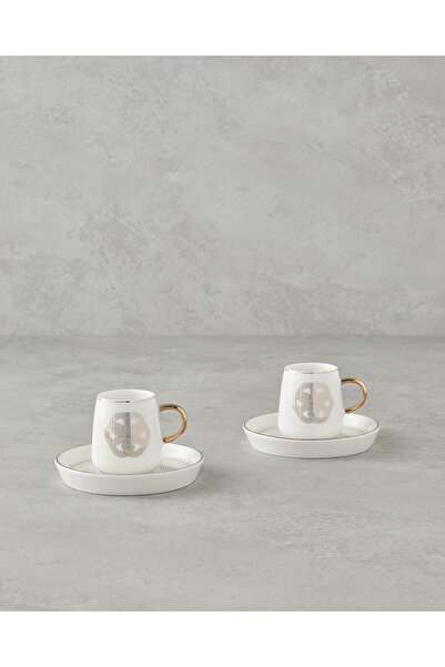 English Home Cladars Porselen 4 Parça 2 Kişilik Kahve Fincan Takımı 90 ml Gold