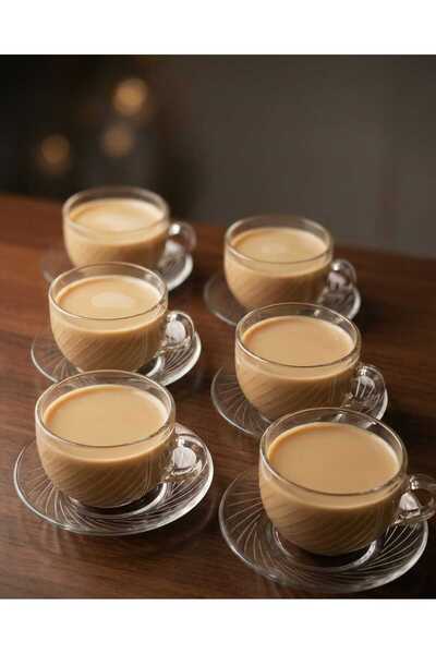 AR اكواب طقم 12 قطعه بنقشة حفر على القزاز