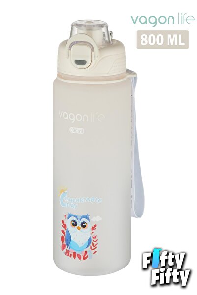 Vagonlife زجاجة مياه سعة 800 مل - استخدام مزدوج، ملصق شرب مريح مع مصاصة، هدية...