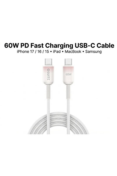 iOsuite كابل شفاف متدرج من مادة PVC (USB-C) إلى (USB-C) - 60 وات - 1.2 متر - ...