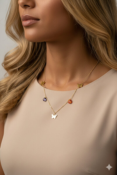 İNN JEWELLERY Çelik Kolye Kararmaz Antialerjik Kelebek Figürlü (2 Yıl İthalat...