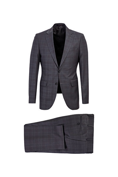 Abdullah Kiğılı 7 Drop slim fit Dar croială Costum în carouri din lână