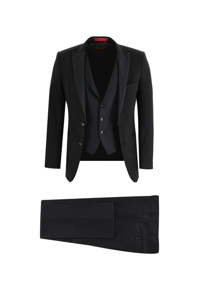 Kiğılı 7 Drop Slim Fit Dar Kesim Sivri Yaka Yelekli Smokin & Damatlık