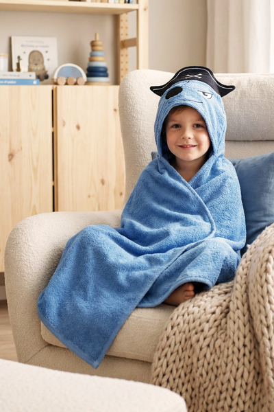 EAST&HIERA منشفة للأولاد - قطنية بتصميم شخصية قرصان - منشفة عملية للشاطئ والح...