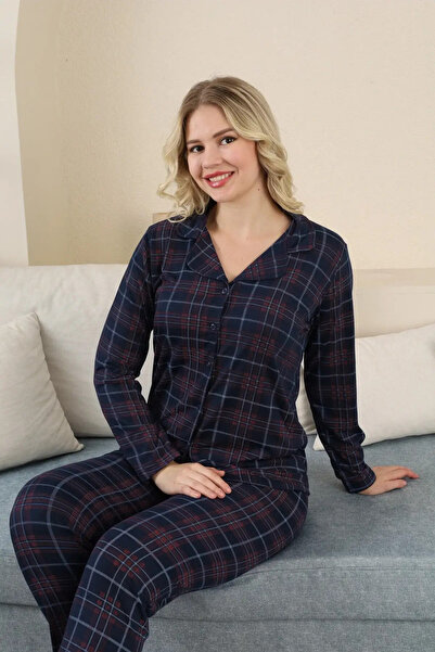 Erva pijama giyim Vskon Kumaş Yumuşak Dokulu Çizgili Kadın Pijama Takımı