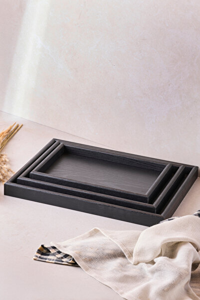 Perotti Toronto Black 3-Piece Wooden Tray 30*35*40 cm
