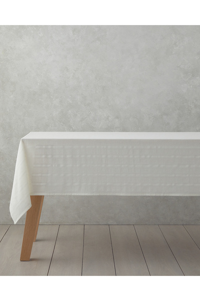 English Home Strides Pamuk Masa Örtüsü 140x200 cm Krem