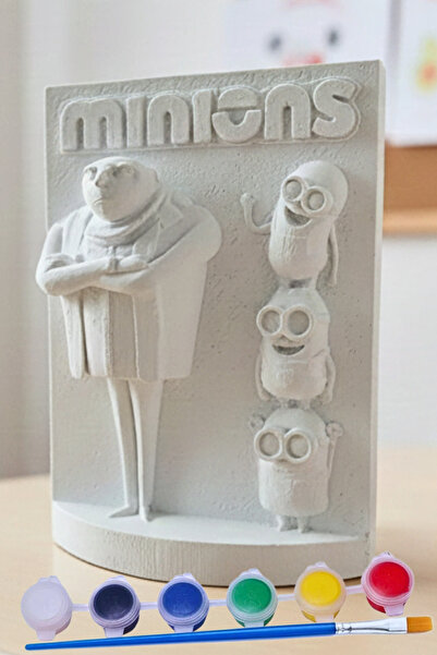 Craft3D Atölye Minyonlar ve Gru (15 Cm Boyunda) Beton/taş/figür/büst Boyama S...