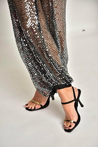 Fox Shoes Y820230504 Black Fabric Thin Heeled Women's Shoes