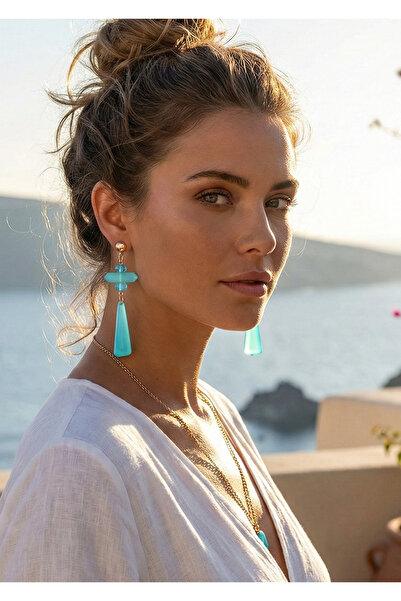 Duke Nickle أقراط باللون الفيروزي Rdpk5103