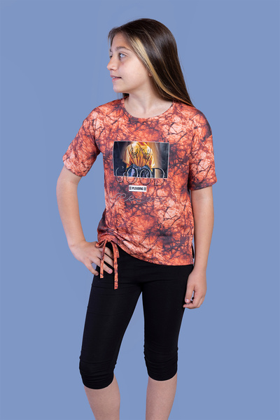 Toontoy Set 2 piese pentru fete: Tricou cu imprimeu și decolteu rotund și col...