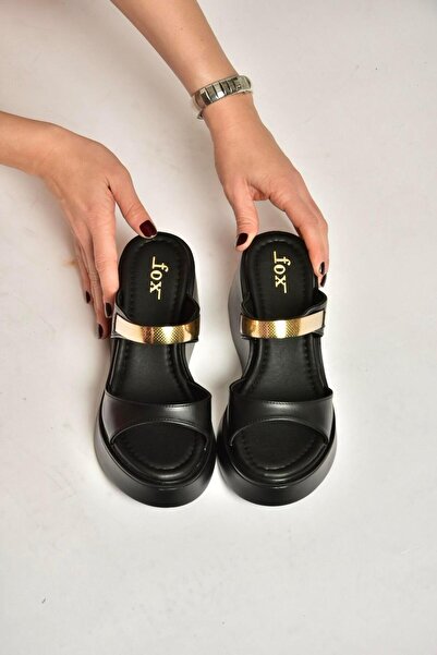 Fox Shoes Y973518509 Black Thick Soled Women's Slippers