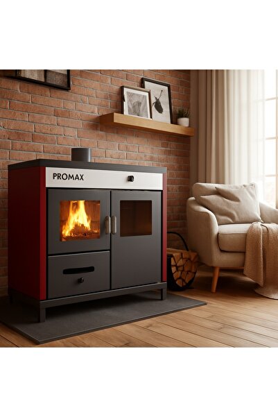 Promax YATAY FIRINLI BORDO RENK KUZİNELİ KAT KALORİFERLİ SOBA