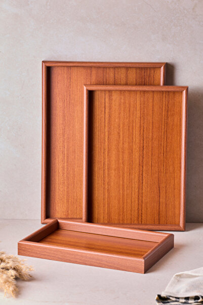 Perotti Toronto Walnut 3-Piece Wooden Tray 30*35*40 cm