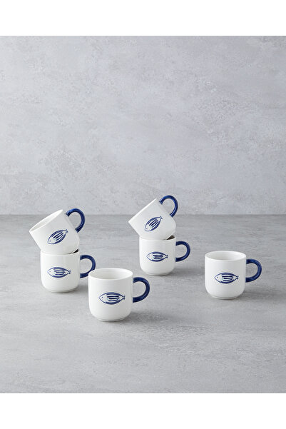 English Home Marinique Stoneware Set of 6 Coffee Cups 130 ml Blue