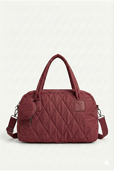 PurpleART Women's Burgundy Quilted Embroidery Patterned Water Repellent Micro...