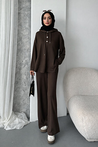 Mogi Butik Γυναικείο Σετ Μοντέρνο Υφασμάτινο Σετ με Κουμπωτά με κουκούλα over...