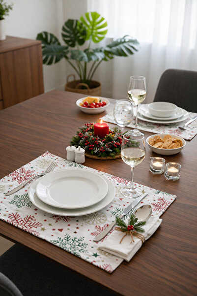 Rona Home Snowflake Patterned Stain-Resistant Fabric American Service Set - 3...