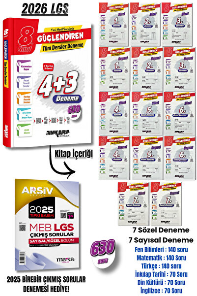 Ankara Yayıncılık 2025 LGS 8. Sınıf Tüm Dersler (7 Sözel - 7 Sayısal ) Deneme...