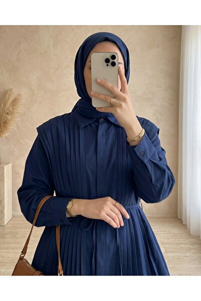 Modamorfo Poplin Shirt with Pleated Detail on the Front and Back and Hidden B...