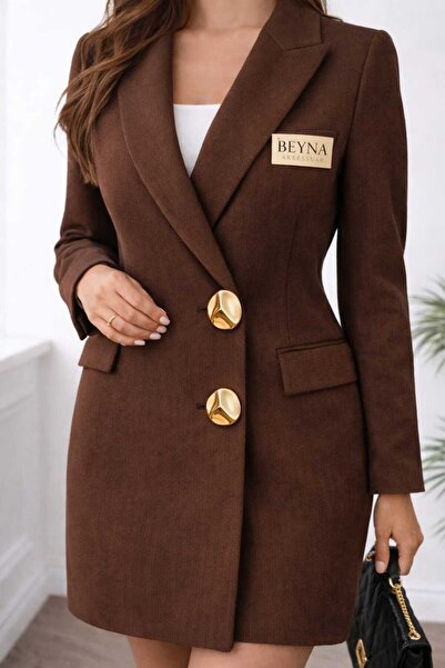 beyna aksesuar Златно релефно раирано палто с големи размери - 3,81 см, бомбъ...